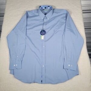 TailorByrd Performance Mens XXL Blue Stretch Button Down Long Sleeve Shirt NWT